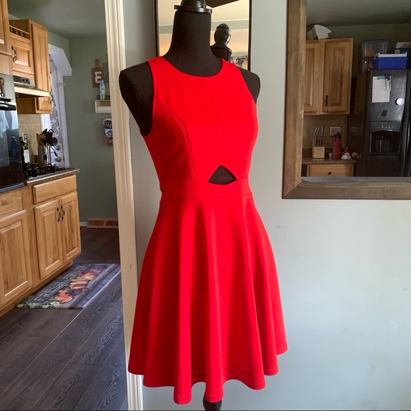 Francesca's Collections Dresses & Skirts - Francesca’s Red Fit-and-Flare Cut-out Dress